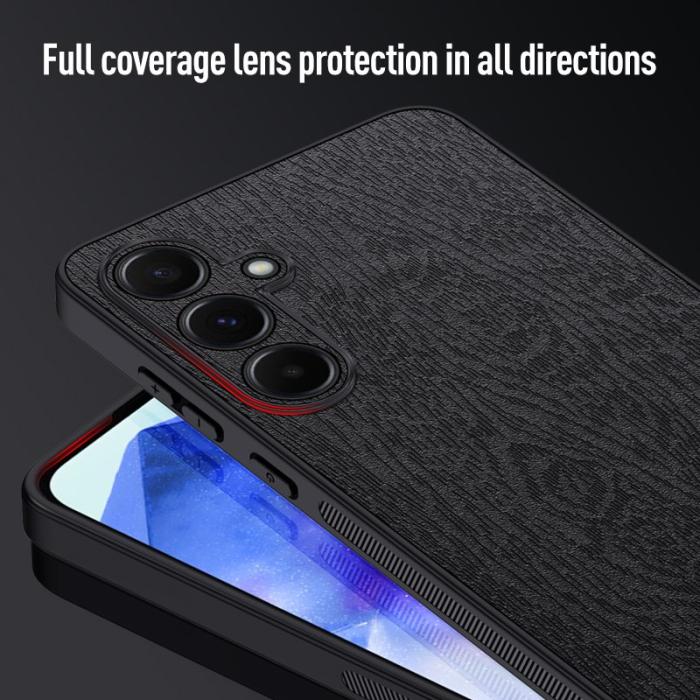 OEM - Samsung Galaxy A55 5G Skal Trätextur Konstläder - Grå