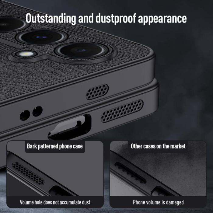 OEM - Samsung Galaxy A55 5G Skal Trätextur Konstläder - Grå