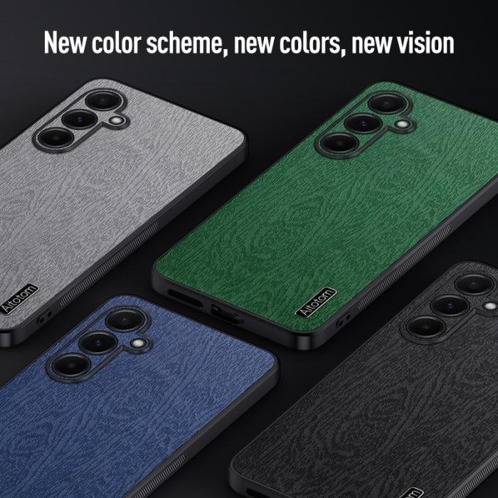 OEM - Samsung Galaxy A55 5G Skal Trätextur Konstläder - Grå