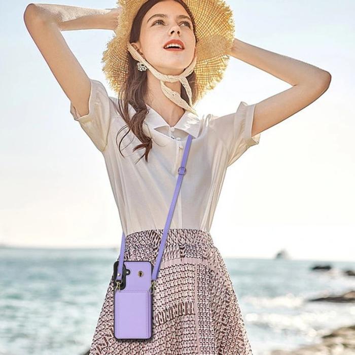 OEM - Samsung Galaxy A55 5G Mobilskal Tri-Fold TPU+Konstläder - Lila