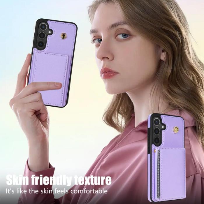 OEM - Samsung Galaxy A55 5G Mobilskal Tri-Fold TPU+Konstläder - Lila