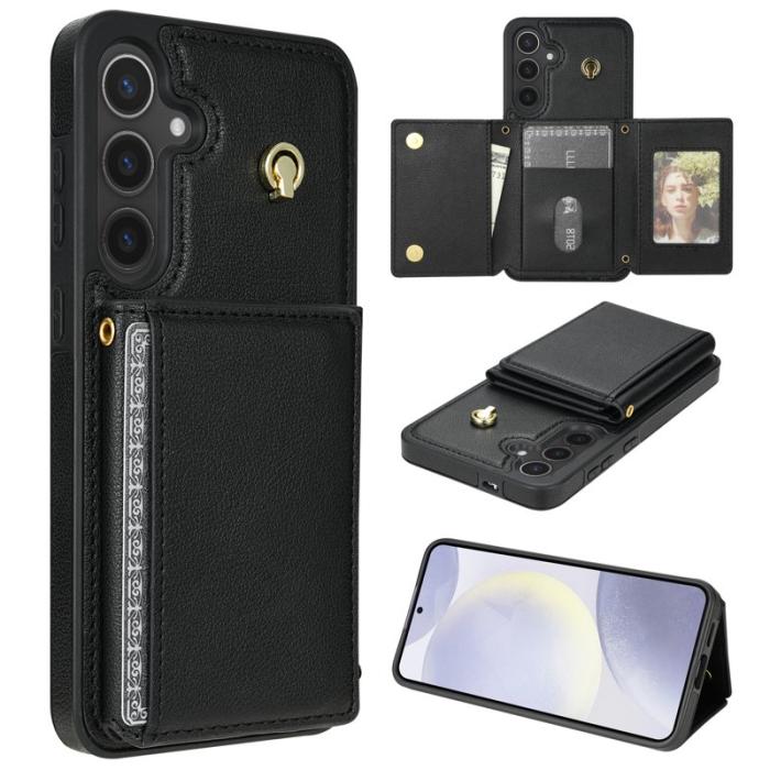 OEM - Samsung Galaxy A55 5G Skal Tri-Fold Fodral TPU+Konstläder - Svart