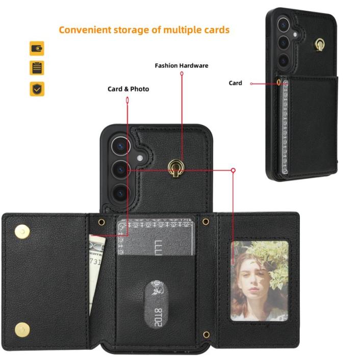 OEM - Samsung Galaxy A55 5G Skal Tri-Fold Fodral TPU+Konstläder - Svart