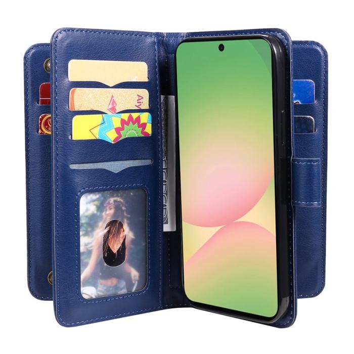 OEM - Samsung Galaxy A57 Plånboksfodral Konstläder 10 Kortfack - Blå