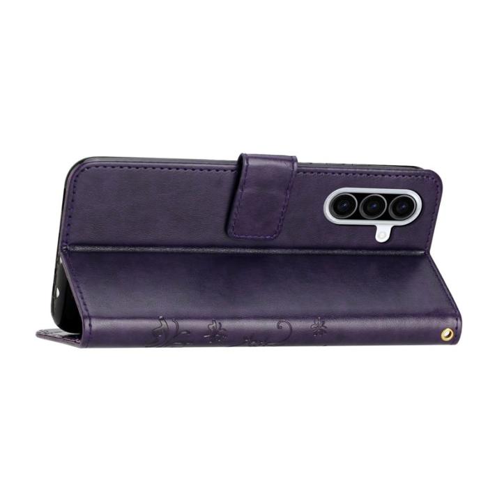 OEM - Samsung Galaxy A57 Plånboksfodral Konstläder Blomma - Lila