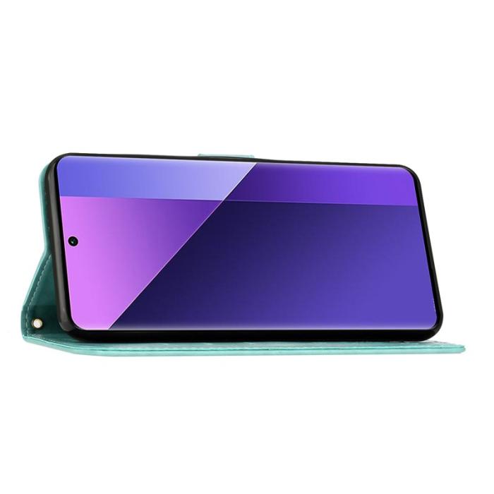 OEM - Samsung Galaxy A57 Plånboksfodral Konstläder Blomma Prägling - Blå