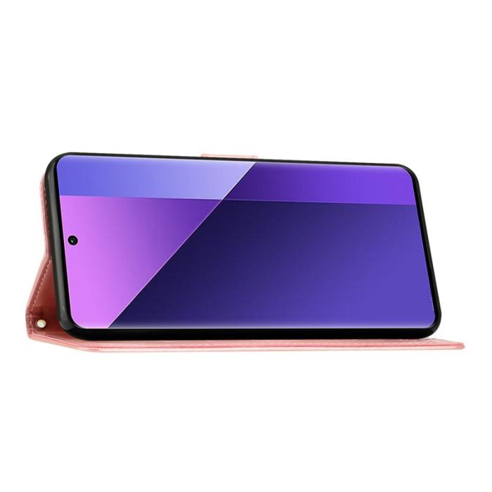 OEM - Samsung Galaxy A57 Plånboksfodral Konstläder Blomma Prägling - Roséguld