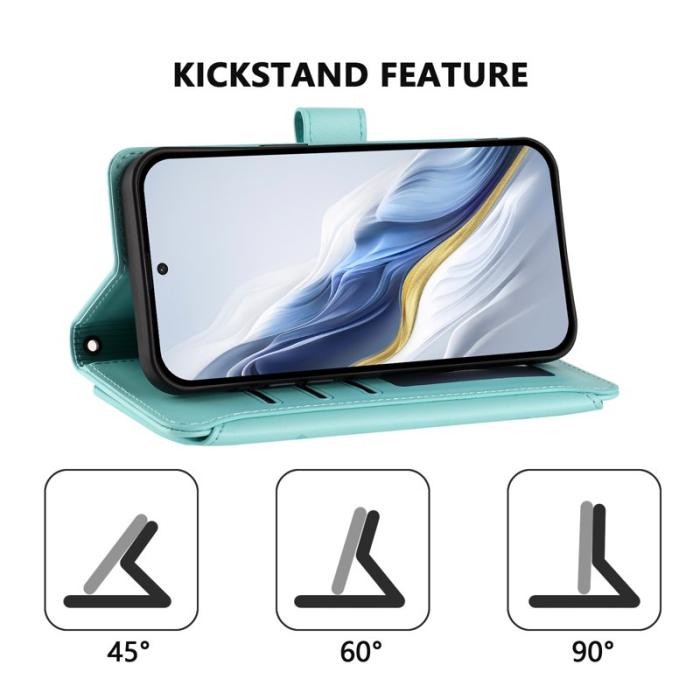 OEM - Samsung Galaxy A57 Plånboksfodral Konstläder Blommönster - Mintgrön