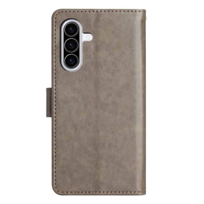 OEM - Samsung Galaxy A57 Plånboksfodral Konstläder Blomtryck - Grå