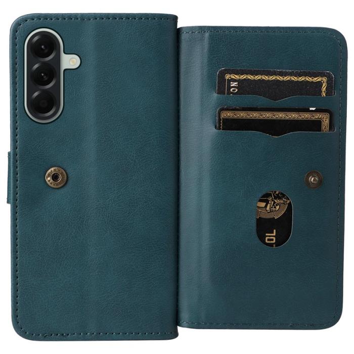 OEM - Samsung Galaxy A57 Plånboksfodral Konstläder Med 10 Kortfack - Grön