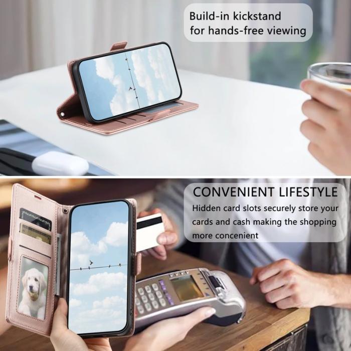 OEM - Samsung Galaxy A57 Plånboksfodral Konstläder Rhombus - Roséguld