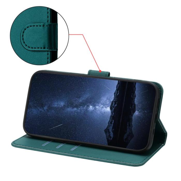 OEM - Samsung Galaxy A57 Fodral KonstLäder Ställ - Grön