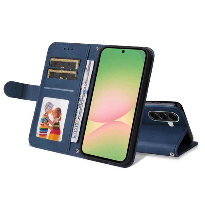 OEM - Samsung Galaxy A57 Plånboksfodral Konstläder Stöd med Rem - Blå