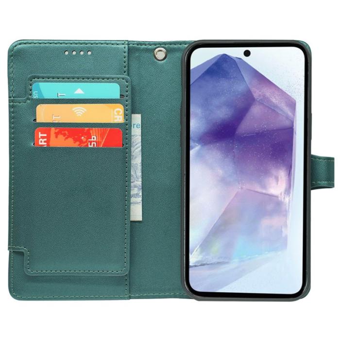 OEM - Samsung Galaxy A57 Fodral Konstläder 9 Kortfack - Grön