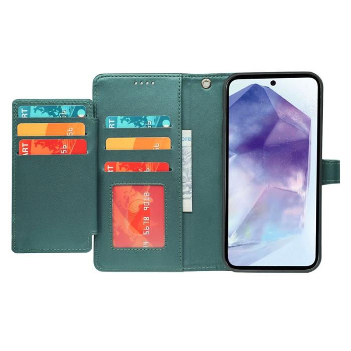 OEM - Samsung Galaxy A57 Fodral Konstläder 9 Kortfack - Grön