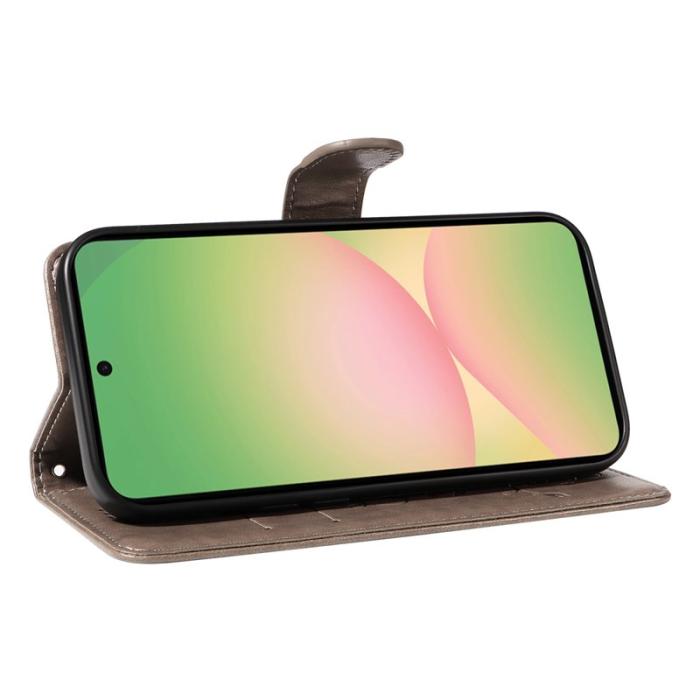 OEM - Samsung Galaxy A57 Plånboksfodral Konstläder Blommönster - Grå