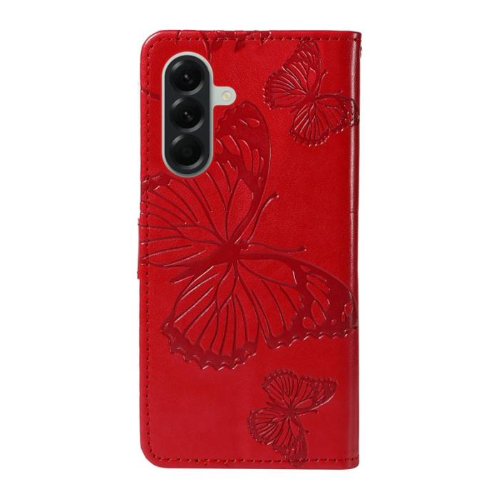 OEM - Samsung Galaxy A57 Plånboksfodral Konstläder Blommönster - Röd