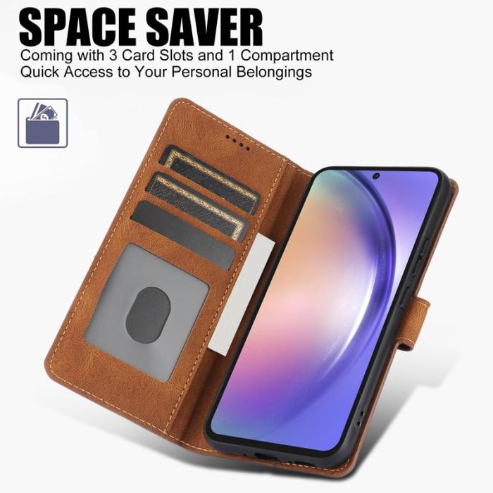 OEM - Samsung Galaxy A57 Plånboksfodral Konstläder - Brun