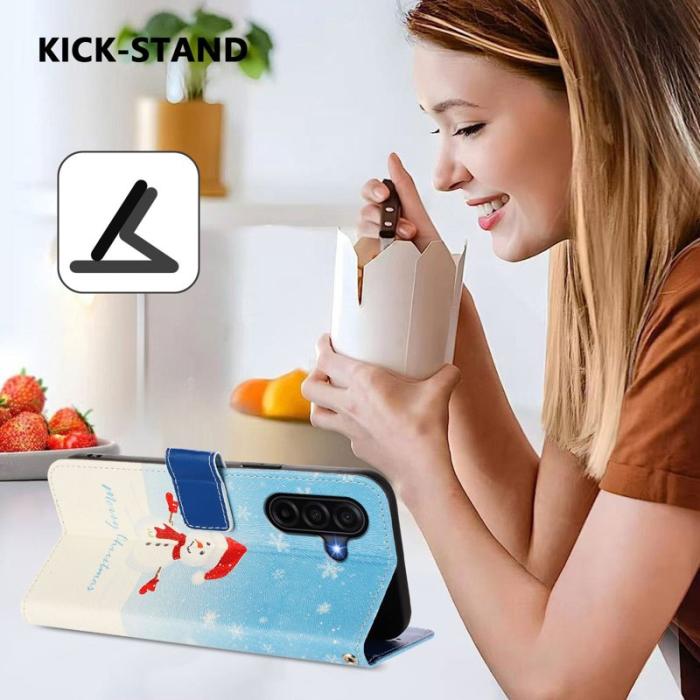 OEM - Samsung Galaxy A57 Plånboksfodral Konstläder Julmönster - Snöflinga