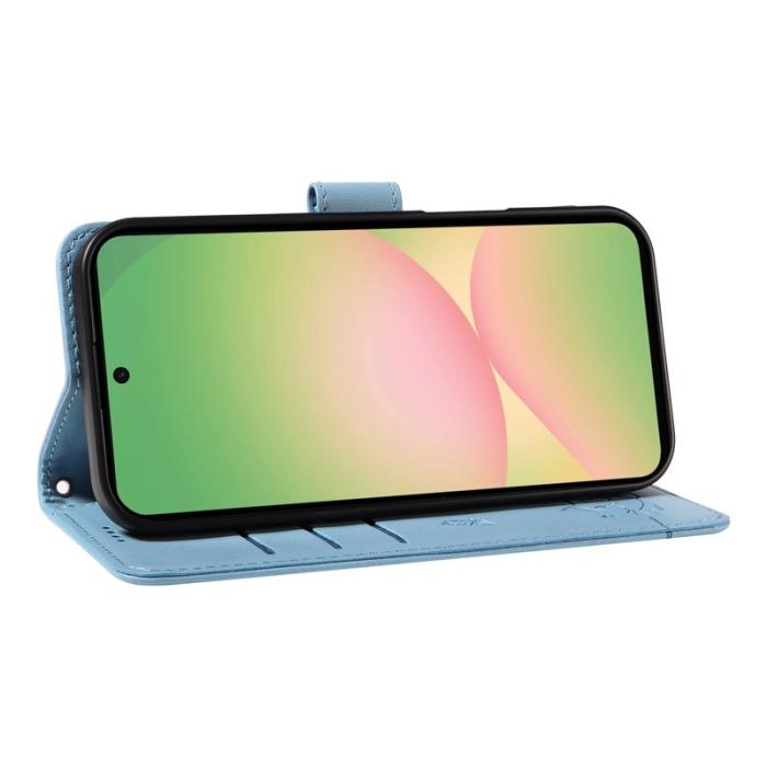 OEM - Samsung Galaxy A57 Plånboksfodral Konstläder Kattmönster - Ljusblå