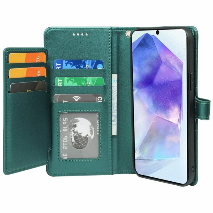 OEM - Samsung Galaxy A57 Plånboksfodral Konstläder Ställ - Grön