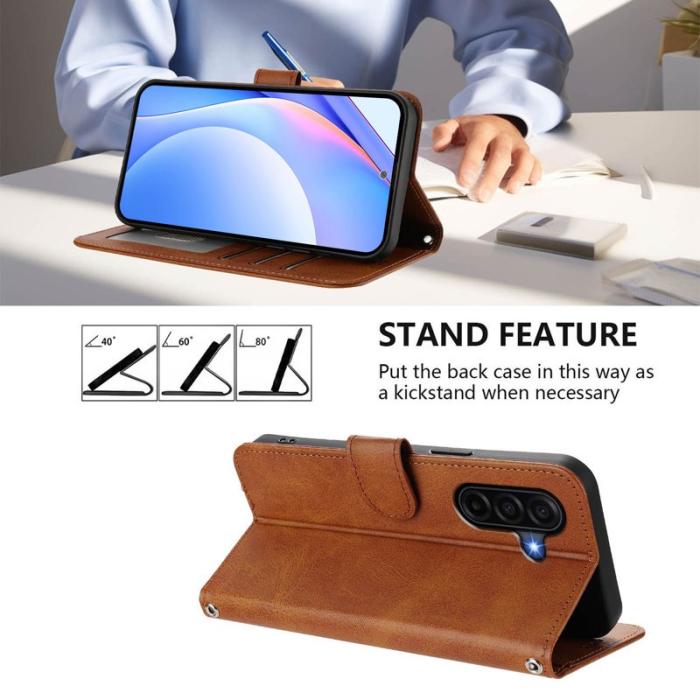 OEM - Samsung Galaxy A57 Plånboksfodral Konstläder RFID-Skydd - Brun