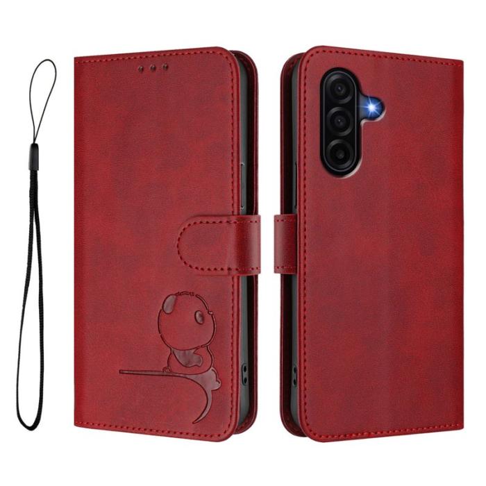 OEM - Samsung Galaxy A57 Plånboksfodral Konstläder RFID-Skydd - Vinröd