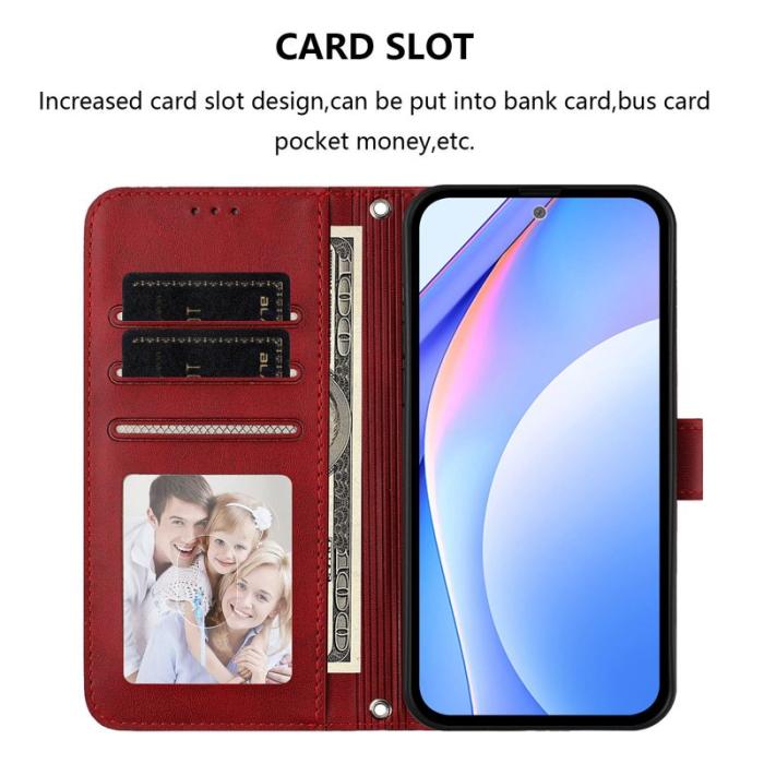 OEM - Samsung Galaxy A57 Plånboksfodral Konstläder RFID-Skydd - Vinröd