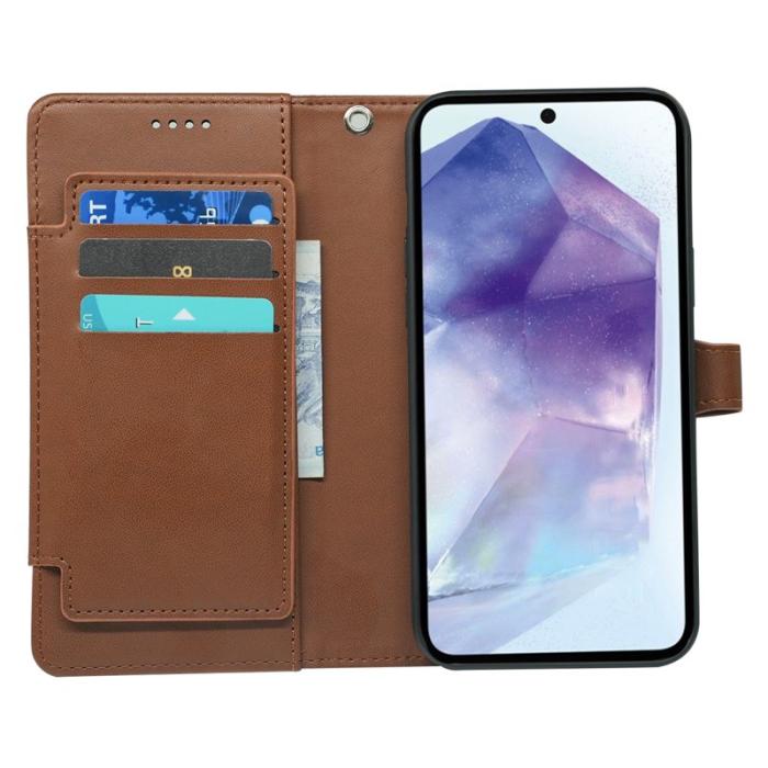 OEM - Samsung Galaxy A57 Fodral PU Läder 9 Kortfack - Brun