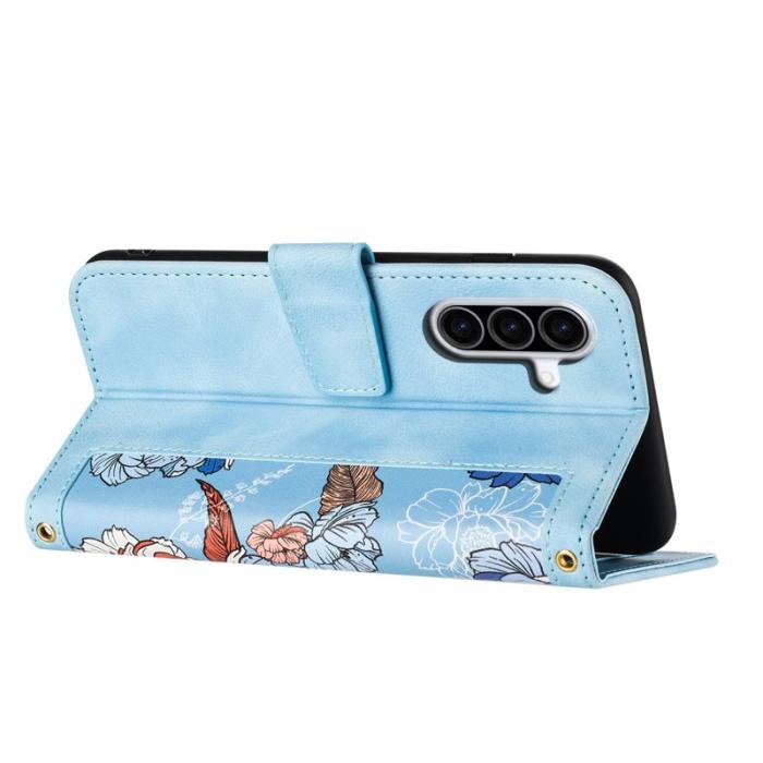 OEM - Samsung Galaxy A57 Fodral KonstLäder Blommönster - Blå