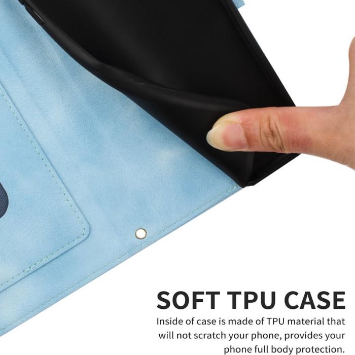 OEM - Samsung Galaxy A57 Fodral KonstLäder Blommönster - Blå