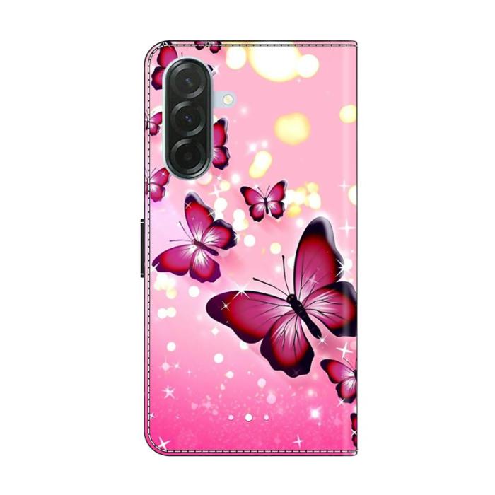 OEM - Samsung Galaxy A57 Plånboksfodral Konstläder Flip Skydd - Rosa Butterfly
