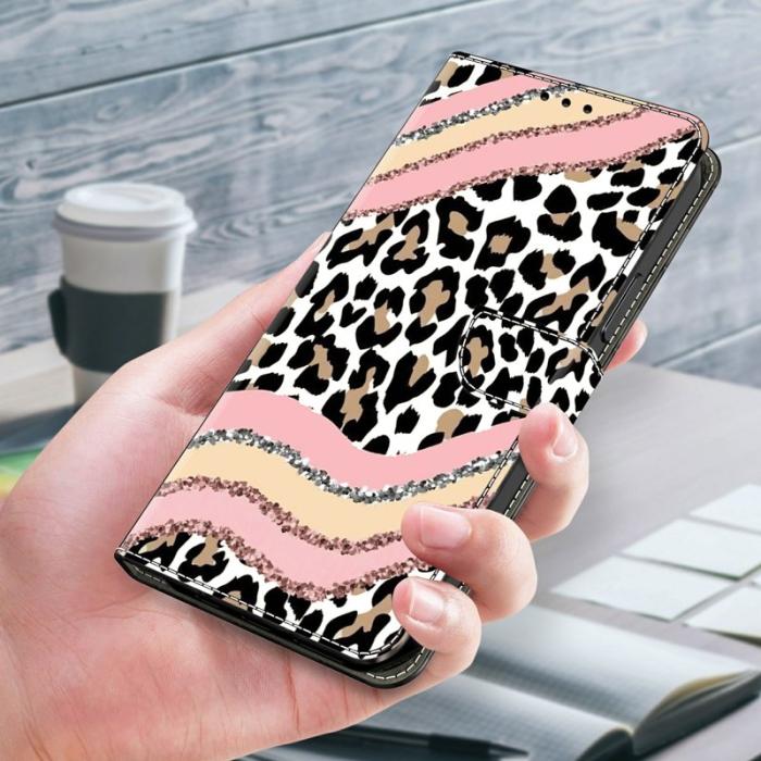 OEM - Samsung Galaxy A57 Plånboksfodral Konstläder Flip Skydd - Randig Leopard