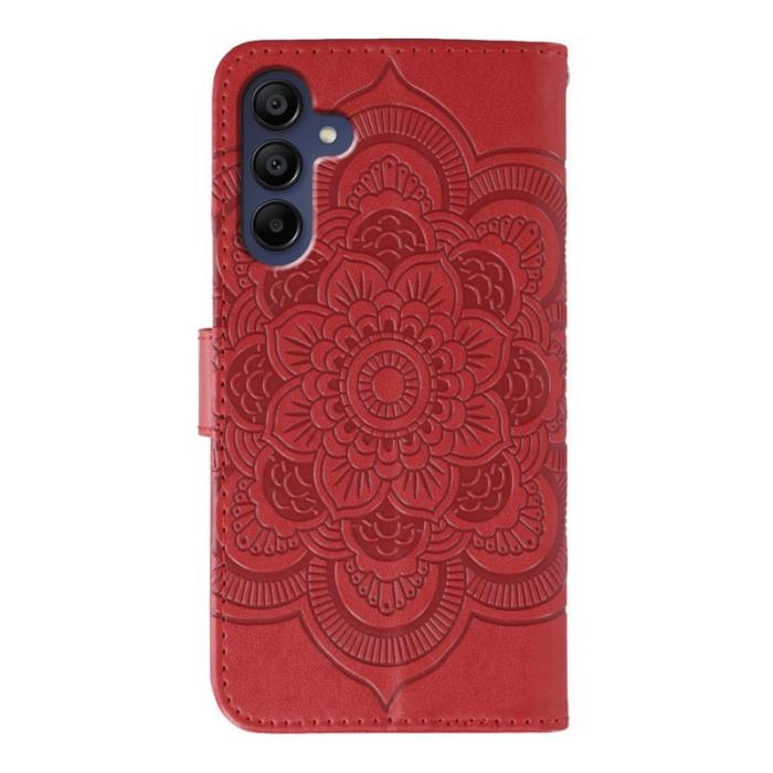 OEM - Samsung Galaxy A57 Plånboksfodral Konstläder Mandala Mönster - Röd