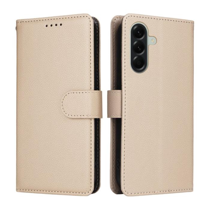 OEM - Samsung Galaxy A57 Plånboksfodral Konstläder RFID Skydd - Krämvit