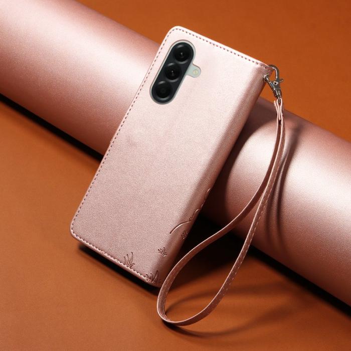 OEM - Samsung Galaxy A57 Plånboksfodral Konstläder RFID Skydd - Rosa