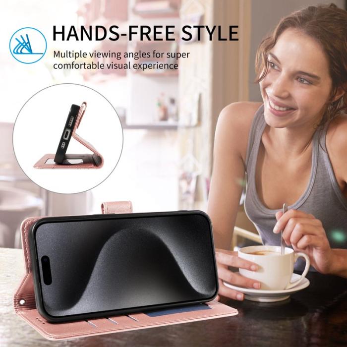 OEM - Samsung Galaxy A57 Plånboksfodral Konstläder RFID Skydd - Rosa