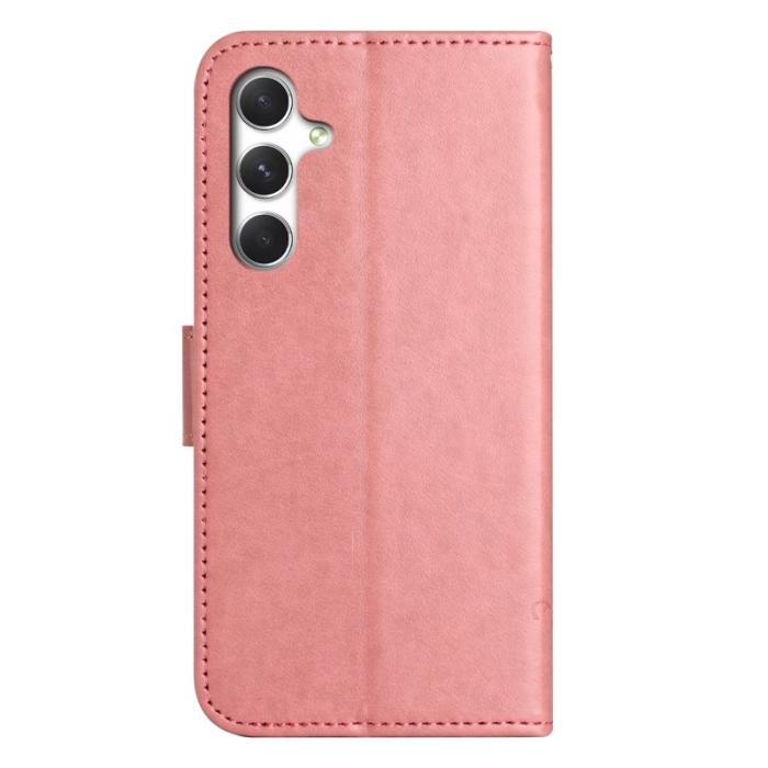 OEM - Samsung Galaxy A57 Plånboksfodral Konstläder Ställ Impr. Fjäril Blomma - Rosa