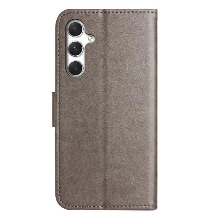 OEM - Samsung Galaxy A57 Plånboksfodral Konstläder Ställ Impräntad Fjäril - Grå