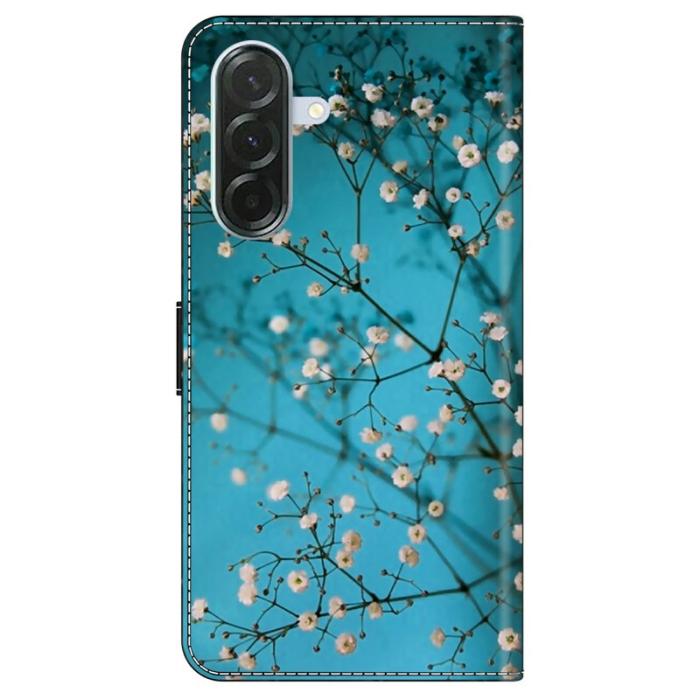 OEM - Samsung Galaxy A57 Plånboksfodral TPU + Konstläder Blommönster - Vit