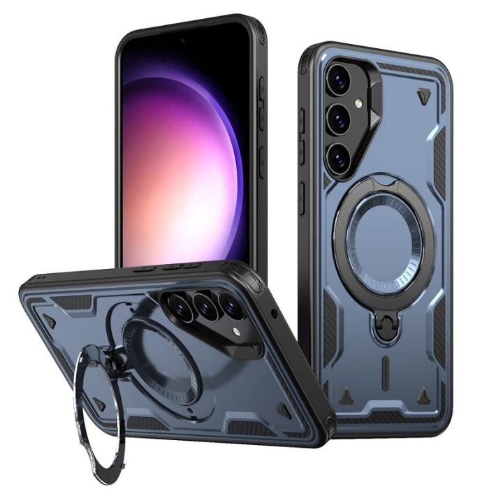 N/A - Samsung Galaxy S23 FE Skal Plast Militärskydd Kickstand - Blå