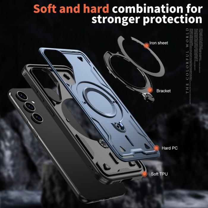 N/A - Samsung Galaxy S23 FE Skal Plast Militärskydd Kickstand - Blå