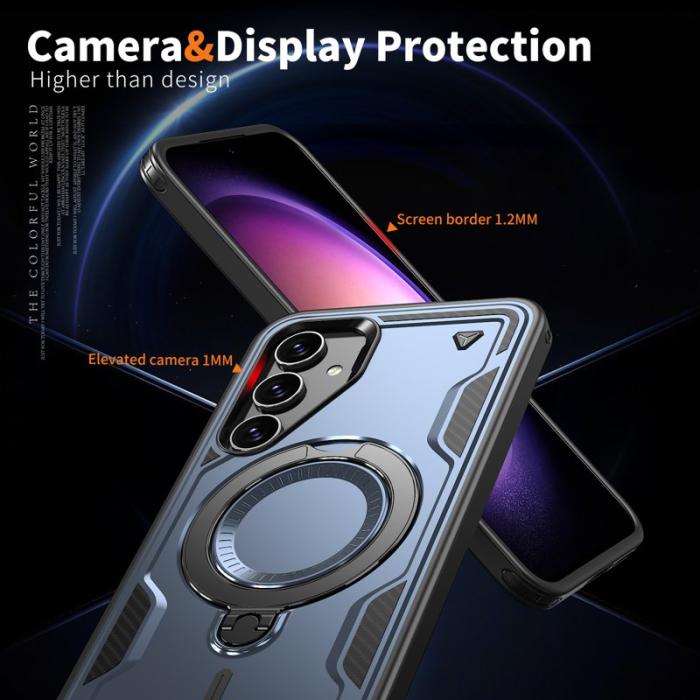 N/A - Samsung Galaxy S23 FE Skal Plast Militärskydd Kickstand - Blå