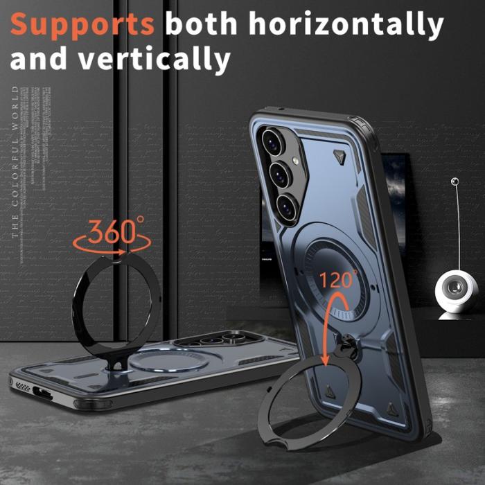 N/A - Samsung Galaxy S23 FE Skal Plast Militärskydd Kickstand - Blå