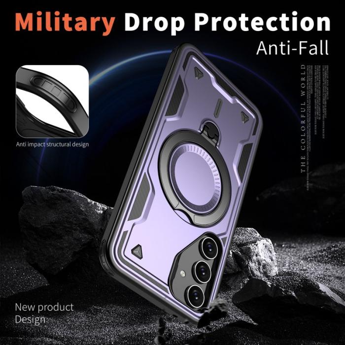 N/A - Samsung Galaxy S23 FE Skal Plast Militärskydd Kickstand - Lila