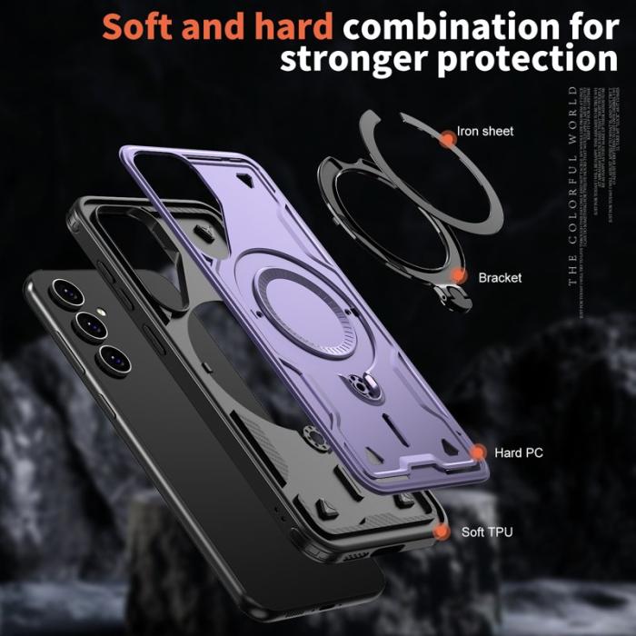 N/A - Samsung Galaxy S23 FE Skal Plast Militärskydd Kickstand - Lila