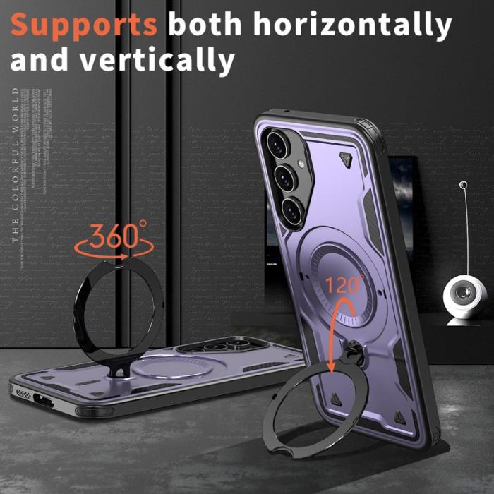 N/A - Samsung Galaxy S23 FE Skal Plast Militärskydd Kickstand - Lila