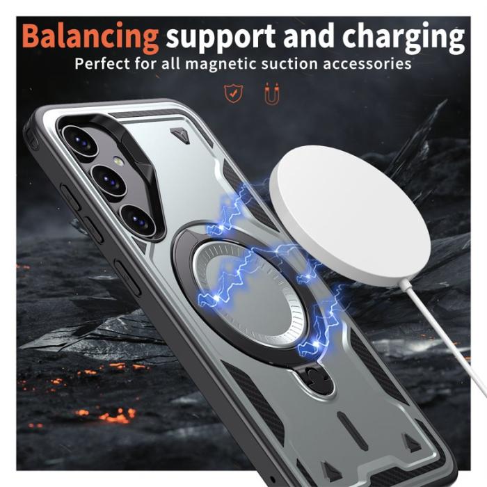 N/A - Samsung Galaxy S23 FE Skal Plast Militärskydd med Ställ - Grå