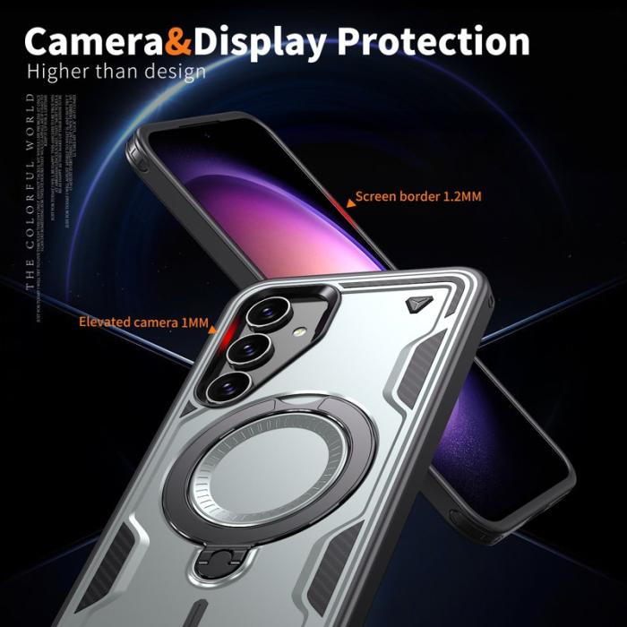 N/A - Samsung Galaxy S23 FE Skal Plast Militärskydd med Ställ - Grå