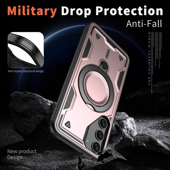 N/A - Samsung Galaxy S23+ Skal Militärskydd Plast Kickstand - Roséguld